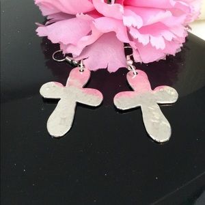 SALE☃️Hammered Silver Cross Earrings, Minimalist Earring